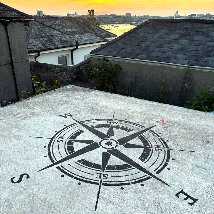 JOURNEY Compass Rose Stencil, Large Wall & Floor Painting Stencil