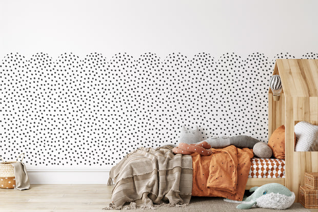 SCALLOP DOTS Half Wall Stencil