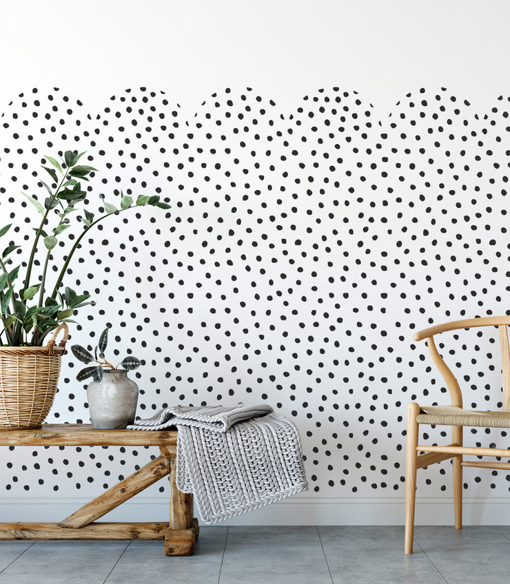 SCALLOP DOTS Half Wall Stencil