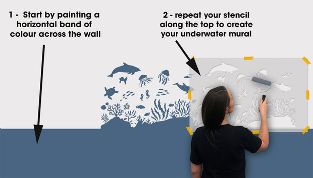 CORAL REEF,  Nursery & Kids Room Stencil