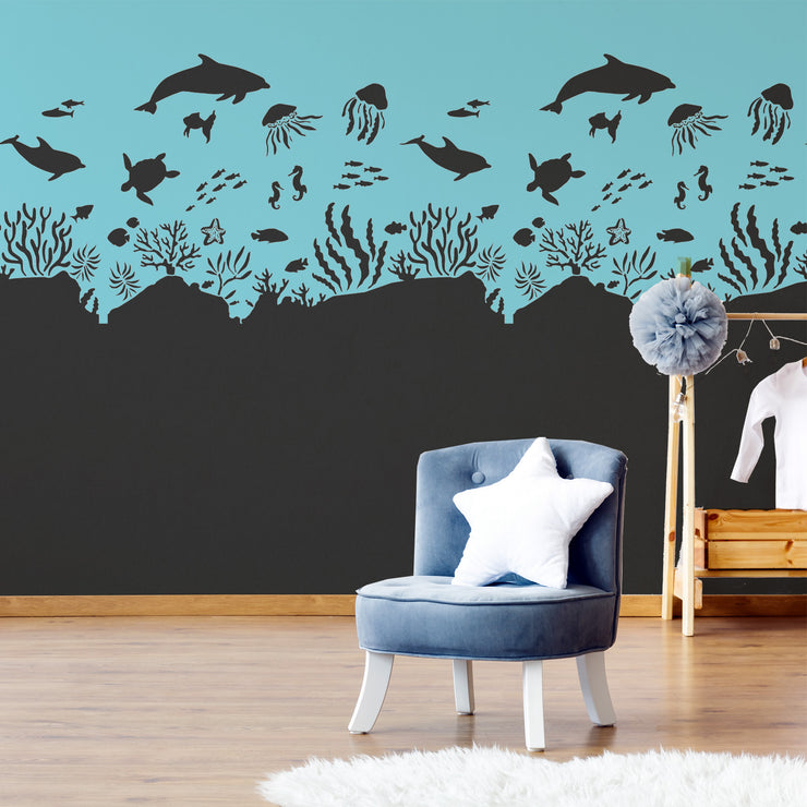 CORAL REEF,  Nursery & Kids Room Stencil