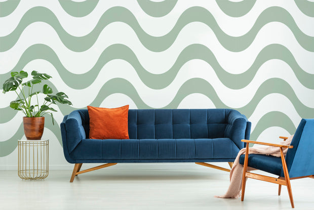 WAVY LINES STENCIL, Retro Stripe Pattern Wall Stencil