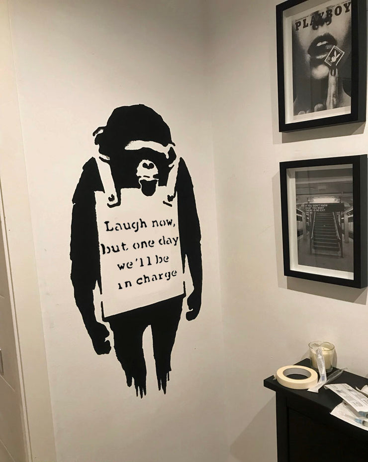 Banksy MONKEY Stencil 'LAUGH NOW But One Day We'll Be In Charge