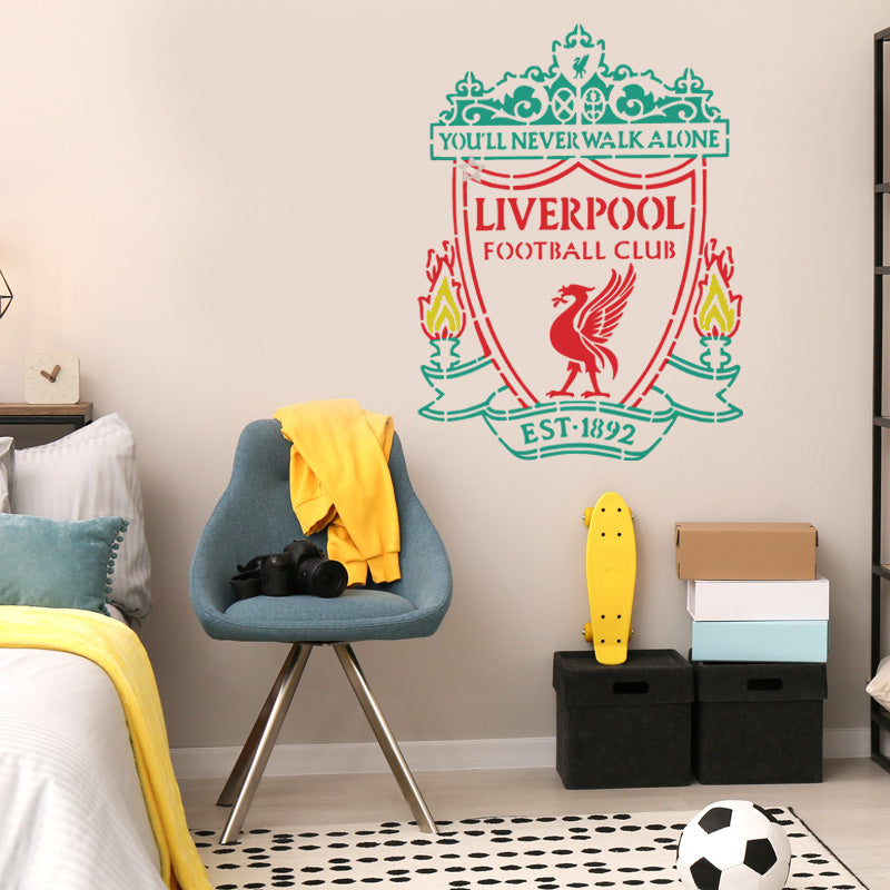 FOOTBALL PITCH STENCIL, Kids Football Themed Bedroom Wall Decor ...